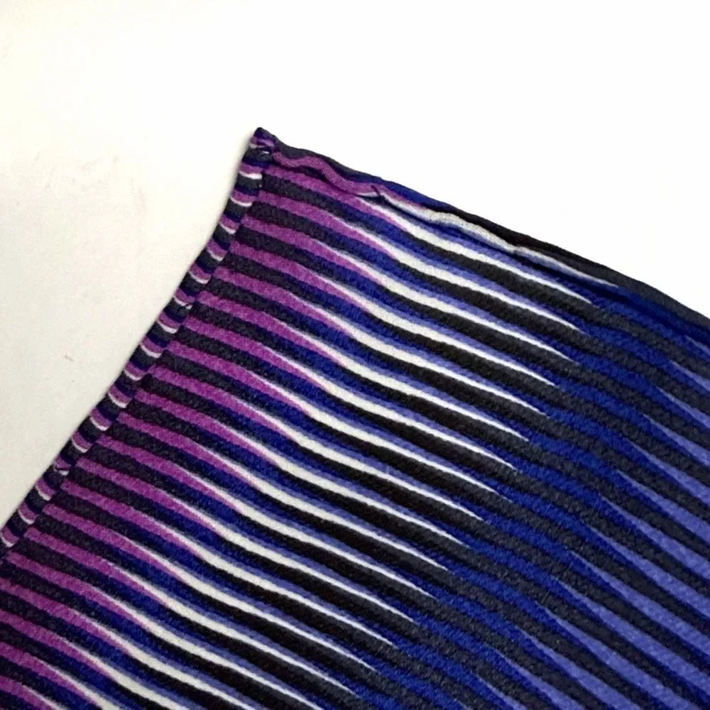 Carlisle Silk Oblong Scarf Blue Purple Striped Hand Rolled 60x14